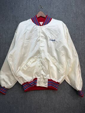 Vintage DeLong Sports Clinic USA Satin Bomber Jacket White Men's 2XL USA